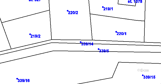 Parcela st. 339/14 v KÚ Velké Popovice, Katastrální mapa