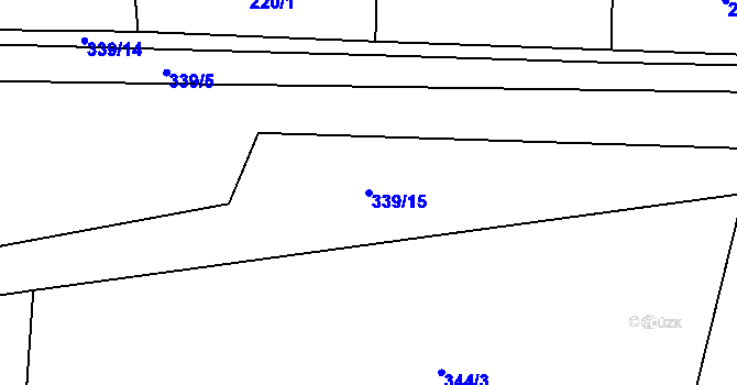 Parcela st. 339/15 v KÚ Velké Popovice, Katastrální mapa