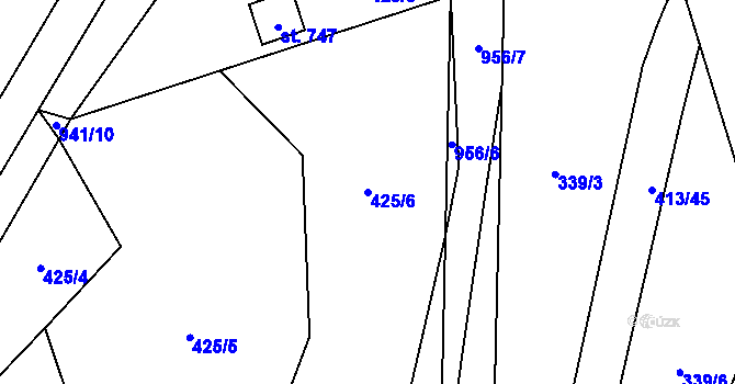 Parcela st. 425/6 v KÚ Velké Popovice, Katastrální mapa