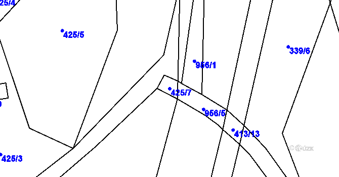 Parcela st. 425/7 v KÚ Velké Popovice, Katastrální mapa