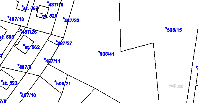 Parcela st. 508/41 v KÚ Velké Popovice, Katastrální mapa