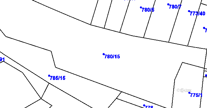 Parcela st. 780/15 v KÚ Velké Popovice, Katastrální mapa