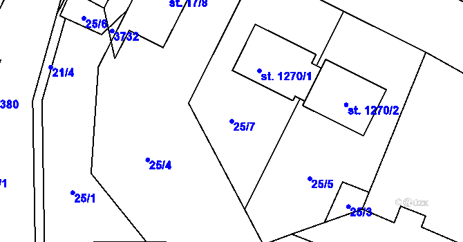 Parcela st. 25/7 v KÚ Velké Popovice, Katastrální mapa