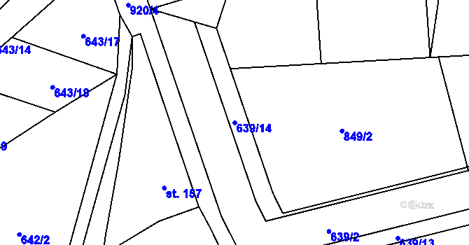 Parcela st. 639/14 v KÚ Velké Popovice, Katastrální mapa