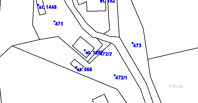 Parcela st. 472/2 v KÚ Velké Popovice, Katastrální mapa