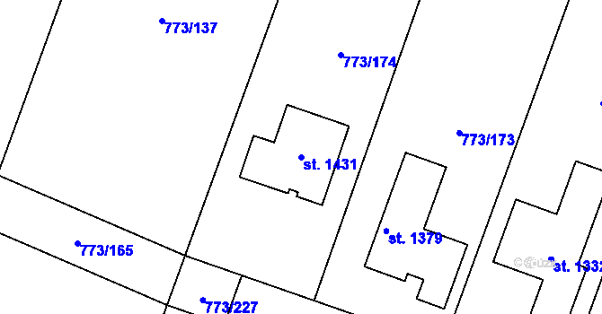 Parcela st. 1431 v KÚ Velké Popovice, Katastrální mapa