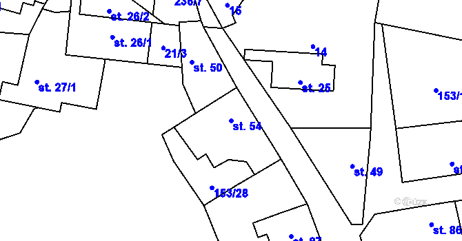 Parcela st. 54 v KÚ Kamýk u Velkých Přílep, Katastrální mapa