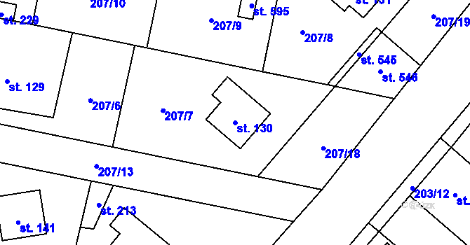 Parcela st. 130 v KÚ Kamýk u Velkých Přílep, Katastrální mapa