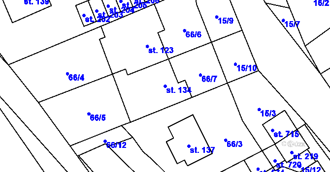 Parcela st. 134 v KÚ Kamýk u Velkých Přílep, Katastrální mapa
