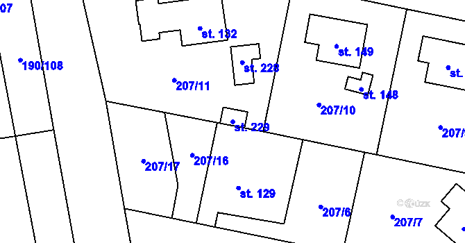 Parcela st. 229 v KÚ Kamýk u Velkých Přílep, Katastrální mapa