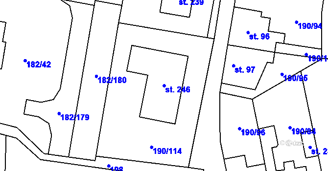 Parcela st. 246 v KÚ Kamýk u Velkých Přílep, Katastrální mapa