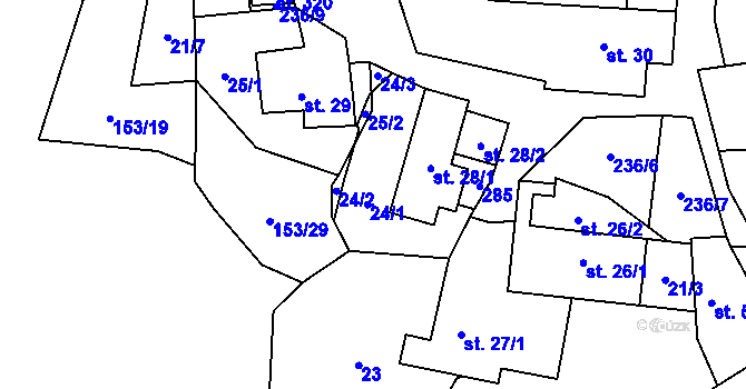 Parcela st. 24 v KÚ Kamýk u Velkých Přílep, Katastrální mapa
