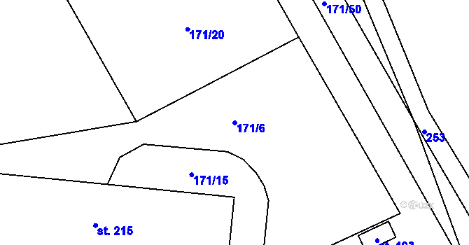 Parcela st. 171/6 v KÚ Kamýk u Velkých Přílep, Katastrální mapa