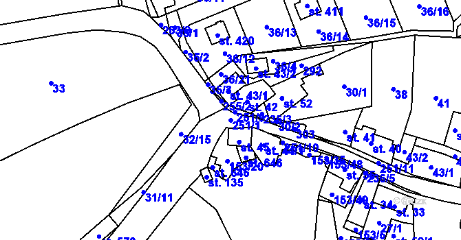 Parcela st. 251/1 v KÚ Kamýk u Velkých Přílep, Katastrální mapa