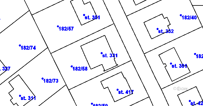 Parcela st. 331 v KÚ Kamýk u Velkých Přílep, Katastrální mapa