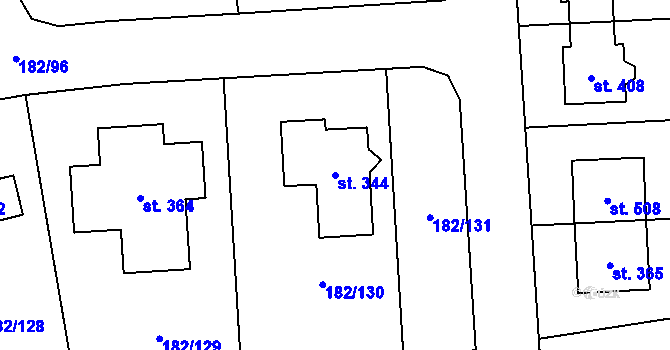 Parcela st. 344 v KÚ Kamýk u Velkých Přílep, Katastrální mapa