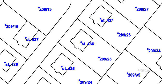Parcela st. 436 v KÚ Kamýk u Velkých Přílep, Katastrální mapa