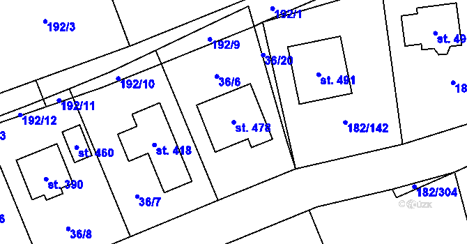 Parcela st. 478 v KÚ Kamýk u Velkých Přílep, Katastrální mapa