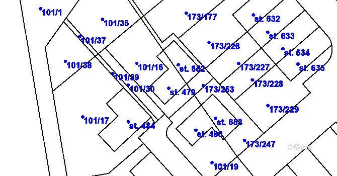 Parcela st. 479 v KÚ Kamýk u Velkých Přílep, Katastrální mapa