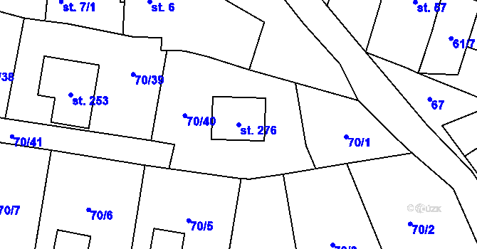 Parcela st. 276 v KÚ Kamýk u Velkých Přílep, Katastrální mapa