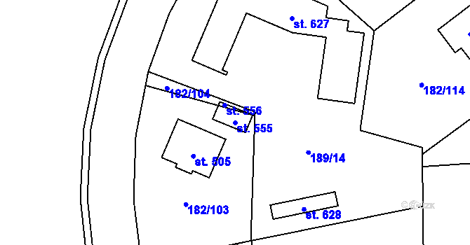 Parcela st. 555 v KÚ Kamýk u Velkých Přílep, Katastrální mapa