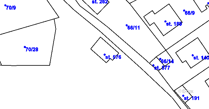 Parcela st. 576 v KÚ Kamýk u Velkých Přílep, Katastrální mapa
