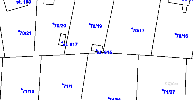 Parcela st. 615 v KÚ Kamýk u Velkých Přílep, Katastrální mapa