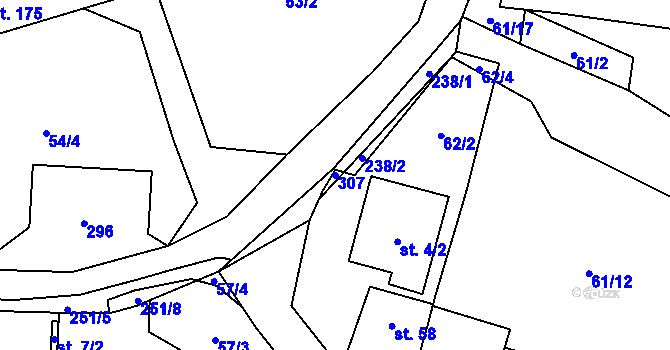 Parcela st. 307 v KÚ Kamýk u Velkých Přílep, Katastrální mapa