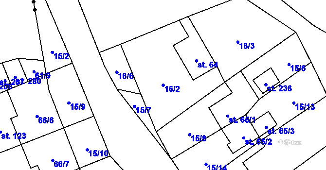 Parcela st. 16/2 v KÚ Velké Přílepy, Katastrální mapa
