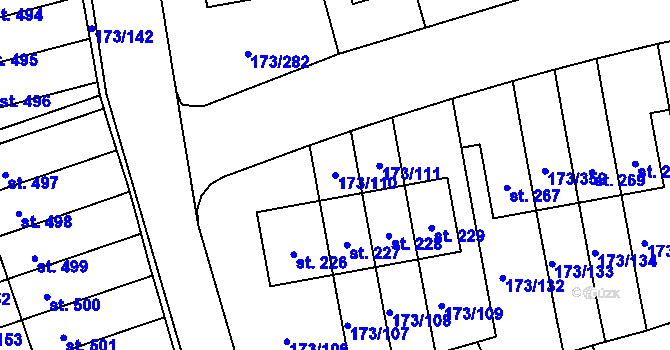 Parcela st. 173/110 v KÚ Velké Přílepy, Katastrální mapa