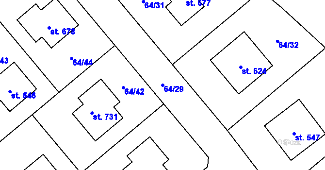 Parcela st. 64/29 v KÚ Velké Přílepy, Katastrální mapa