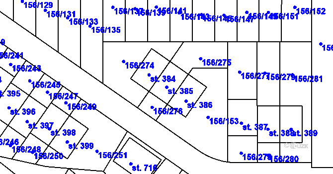 Parcela st. 385 v KÚ Velké Přílepy, Katastrální mapa