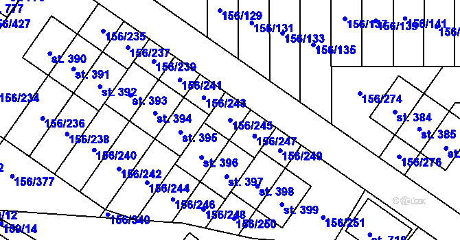 Parcela st. 156/245 v KÚ Velké Přílepy, Katastrální mapa