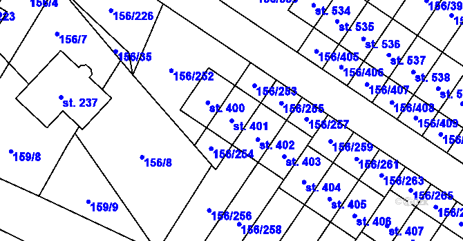 Parcela st. 401 v KÚ Velké Přílepy, Katastrální mapa