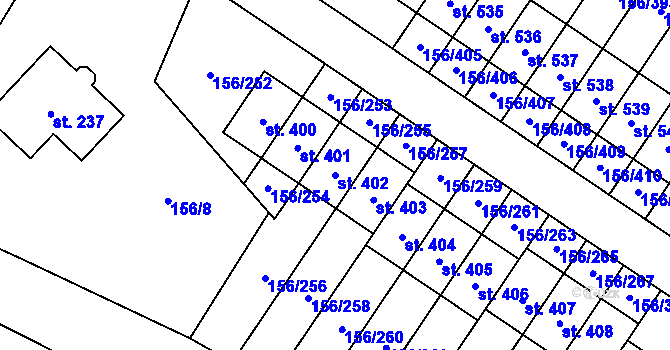 Parcela st. 402 v KÚ Velké Přílepy, Katastrální mapa