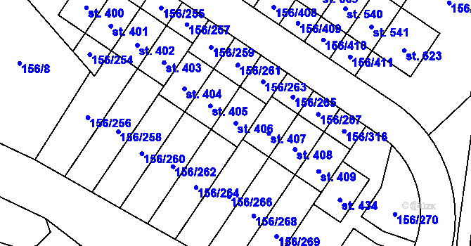 Parcela st. 406 v KÚ Velké Přílepy, Katastrální mapa