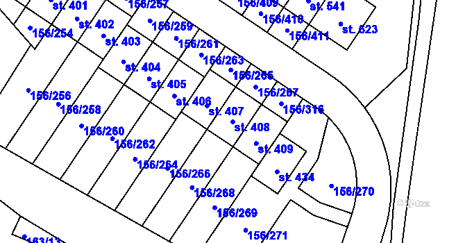 Parcela st. 408 v KÚ Velké Přílepy, Katastrální mapa