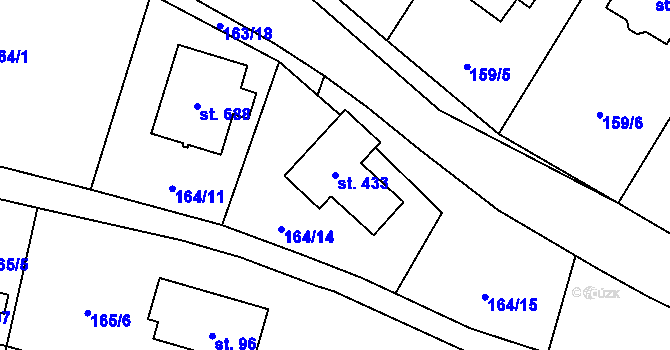 Parcela st. 433 v KÚ Velké Přílepy, Katastrální mapa