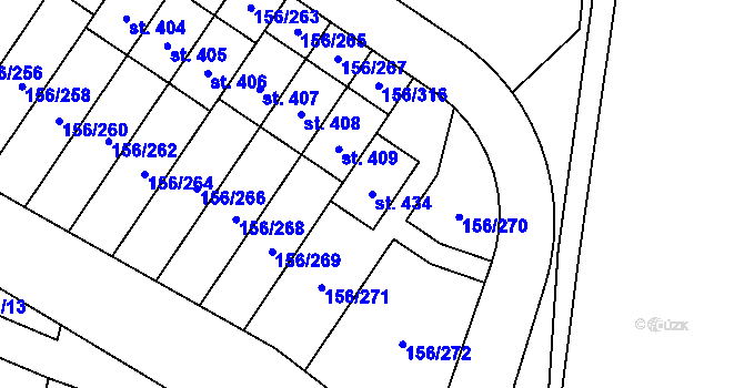 Parcela st. 434 v KÚ Velké Přílepy, Katastrální mapa