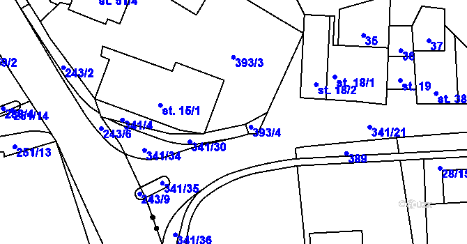 Parcela st. 15/6 v KÚ Velké Přílepy, Katastrální mapa