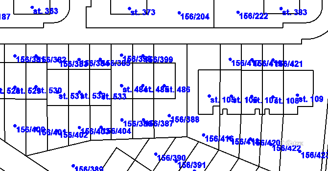 Parcela st. 486 v KÚ Velké Přílepy, Katastrální mapa