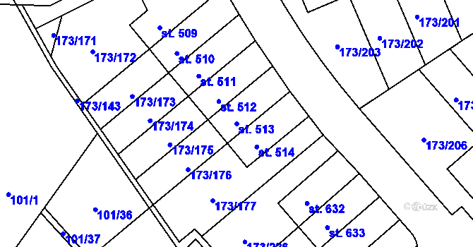 Parcela st. 513 v KÚ Velké Přílepy, Katastrální mapa