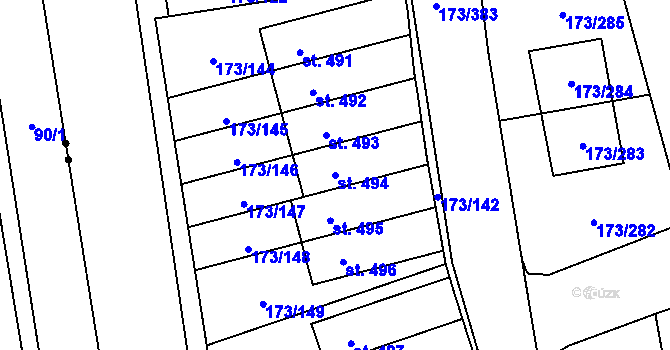 Parcela st. 494 v KÚ Velké Přílepy, Katastrální mapa