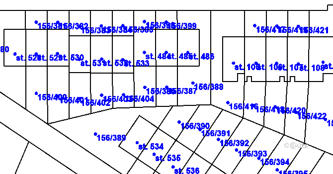 Parcela st. 156/387 v KÚ Velké Přílepy, Katastrální mapa
