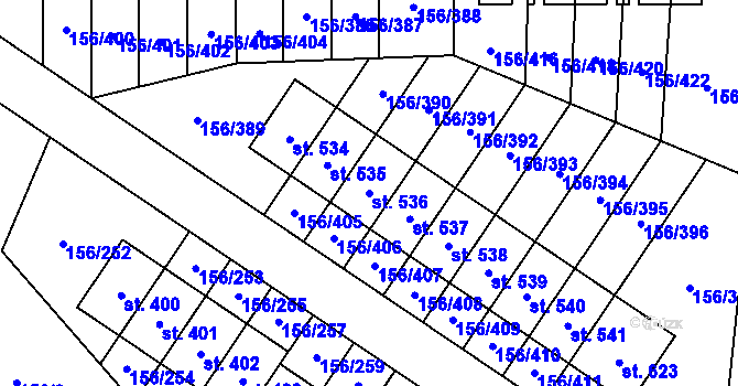 Parcela st. 536 v KÚ Velké Přílepy, Katastrální mapa