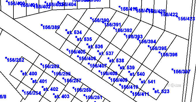 Parcela st. 537 v KÚ Velké Přílepy, Katastrální mapa
