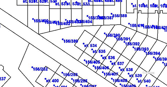 Parcela st. 534 v KÚ Velké Přílepy, Katastrální mapa