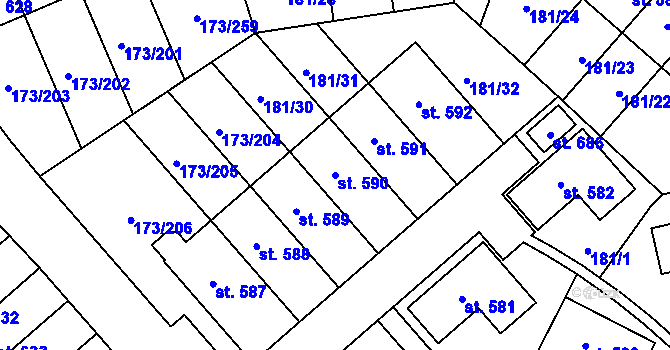 Parcela st. 590 v KÚ Velké Přílepy, Katastrální mapa
