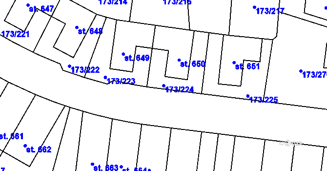 Parcela st. 173/224 v KÚ Velké Přílepy, Katastrální mapa