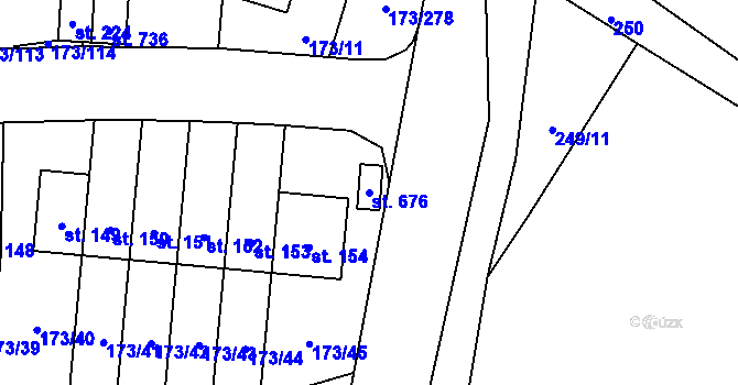 Parcela st. 676 v KÚ Velké Přílepy, Katastrální mapa